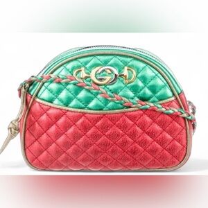 Gucci EUC Red and Green Quilted Women's Bag